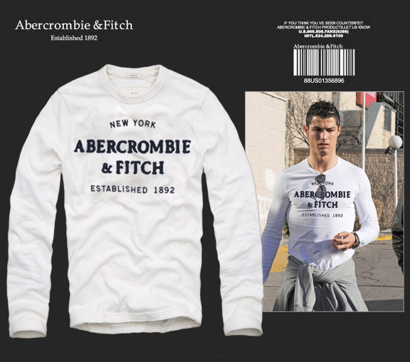 Abercrombie Fitch Hombres De Cuello Redondo Con Gente Fotos Largo Remera AF6057